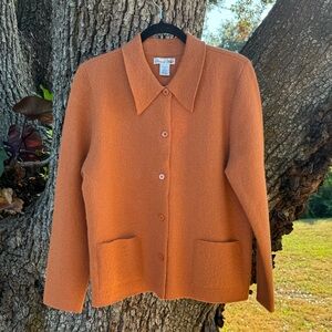 Vtg.100%Boiled Wool Deane & White burnt orange jacket.Made in Hong Kong.Size S